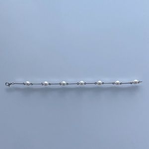 10k white gold diamond and pearl bracelet